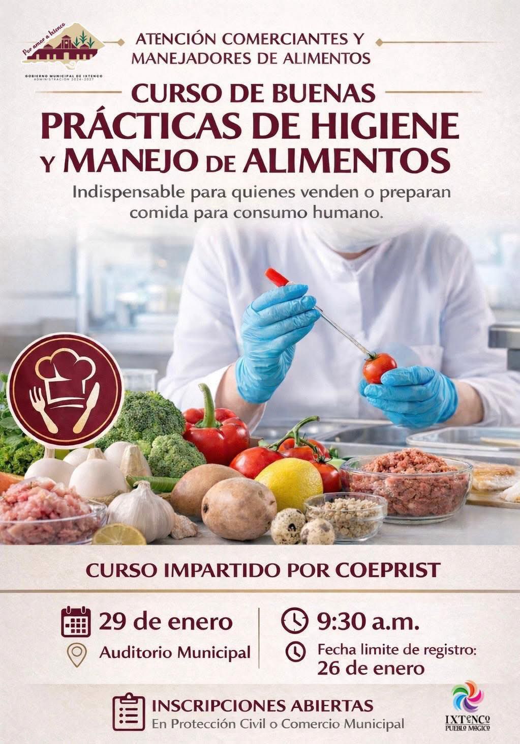 Mañana, único día para tomar el curso de manejo higiénico de alimentos en Ixtenco