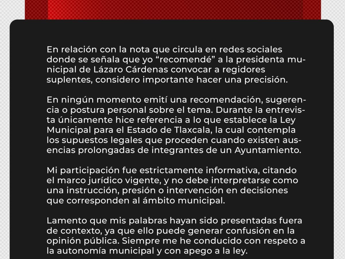 Aclara diputado Miguel Ángel Caballero Yonca que solo citó la ley sobre caso de Lázaro Cárdenas y no emitió recomendación
