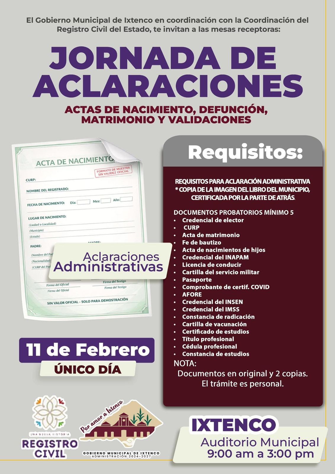 Ixtenco será sede de jornada para corregir y validar actas oficiales