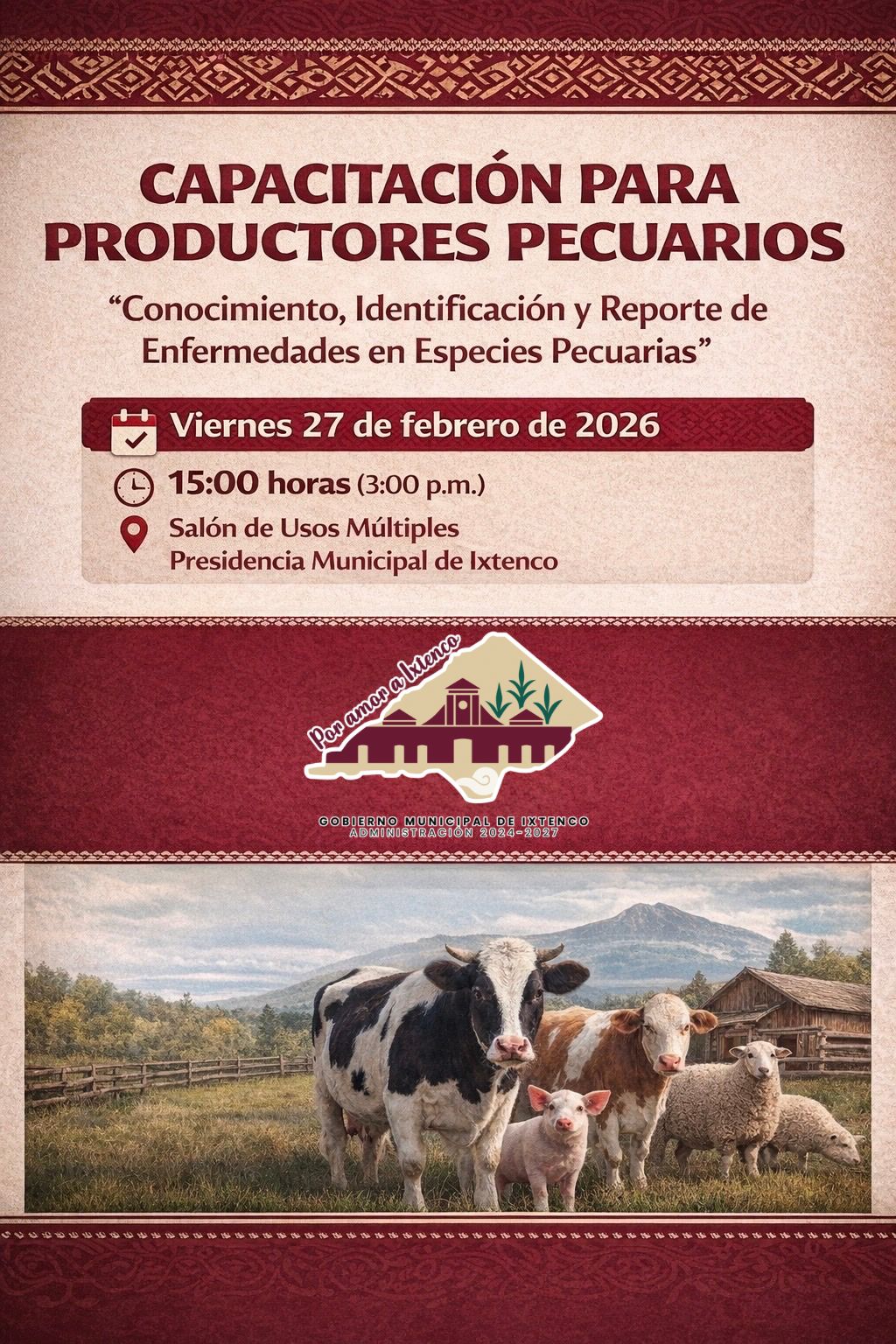 Ixtenco fortalece la sanidad animal con capacitación dirigida a productores pecuarios