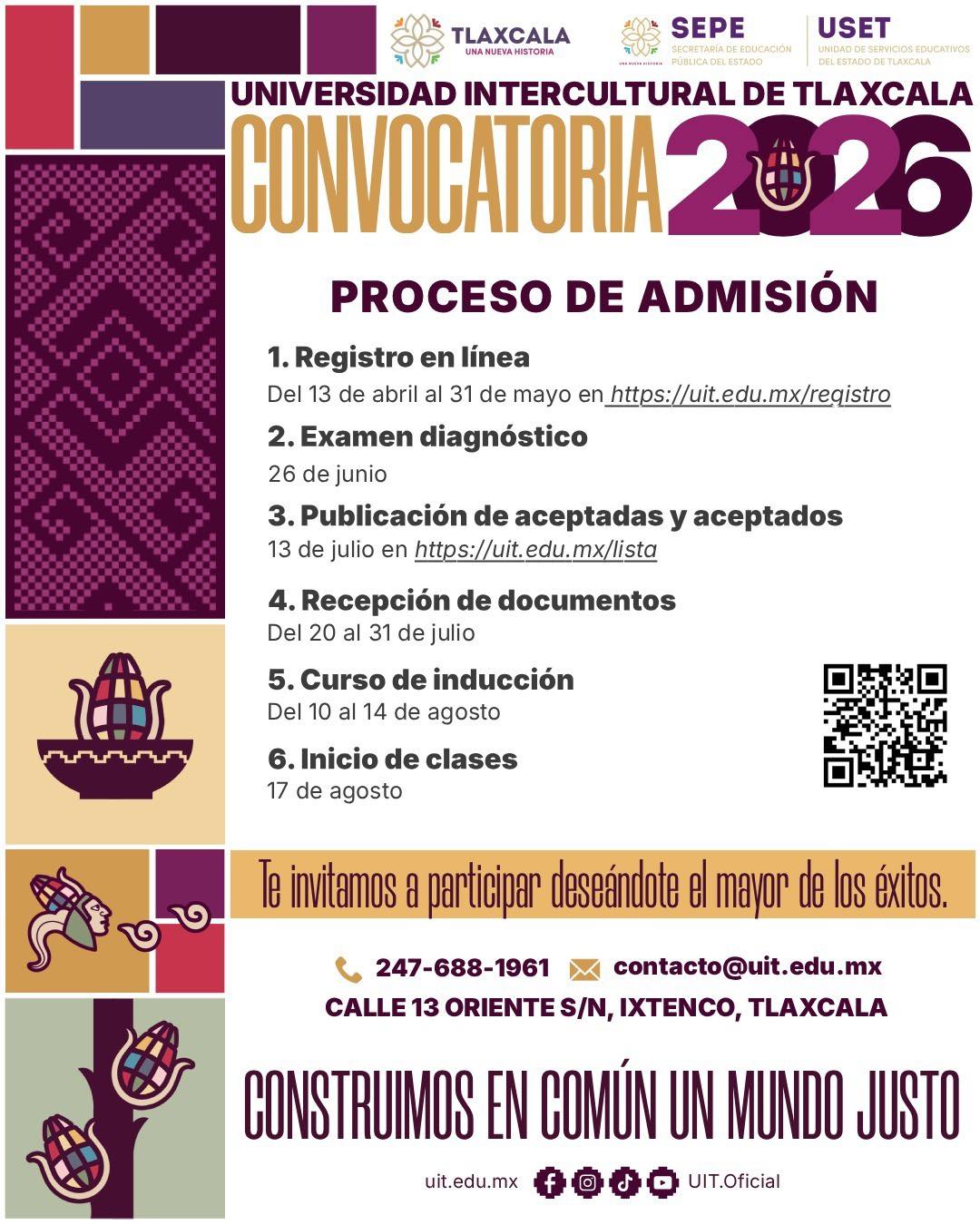 Abre Universidad Intercultural de Tlaxcala convocatoria de admisión 2026; registro cierra el 31 de mayo