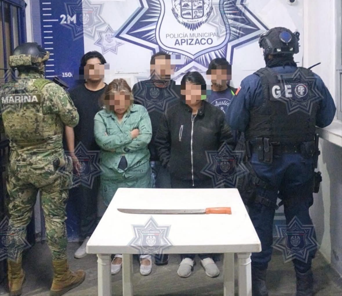 DETIENEN POLICÍA DE APIZACO Y MARINA A 5 SUJETOS POR LESIONES A ELEMENTOS
