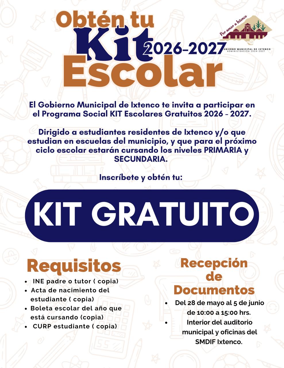 ABREN REGISTRO PARA KITS ESCOLARES GRATUITOS EN IXTENCO