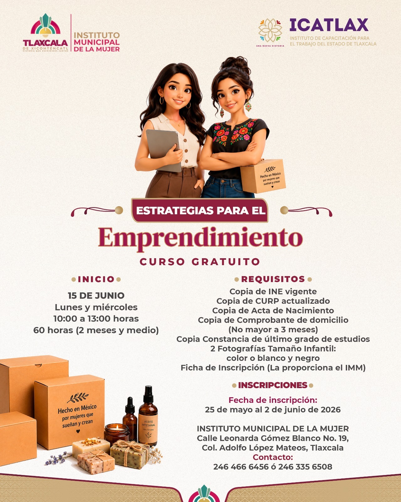 IMPULSA AYUNTAMIENTO DE TLAXCALA AUTONOMÍA ECONÓMICA DE LAS MUJERES CON CURSO GRATUITO DE EMPRENDIMIENTO