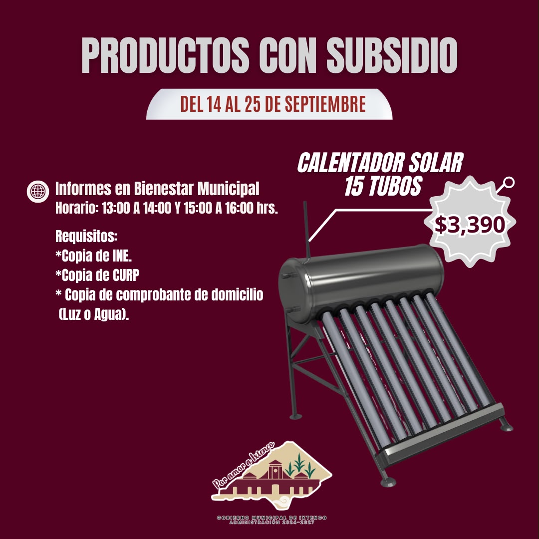 GOBIERNO DE IXTENCO ABRE CONVOCATORIA PARA ADQUIRIR PRODUCTOS CON SUBSIDIO
