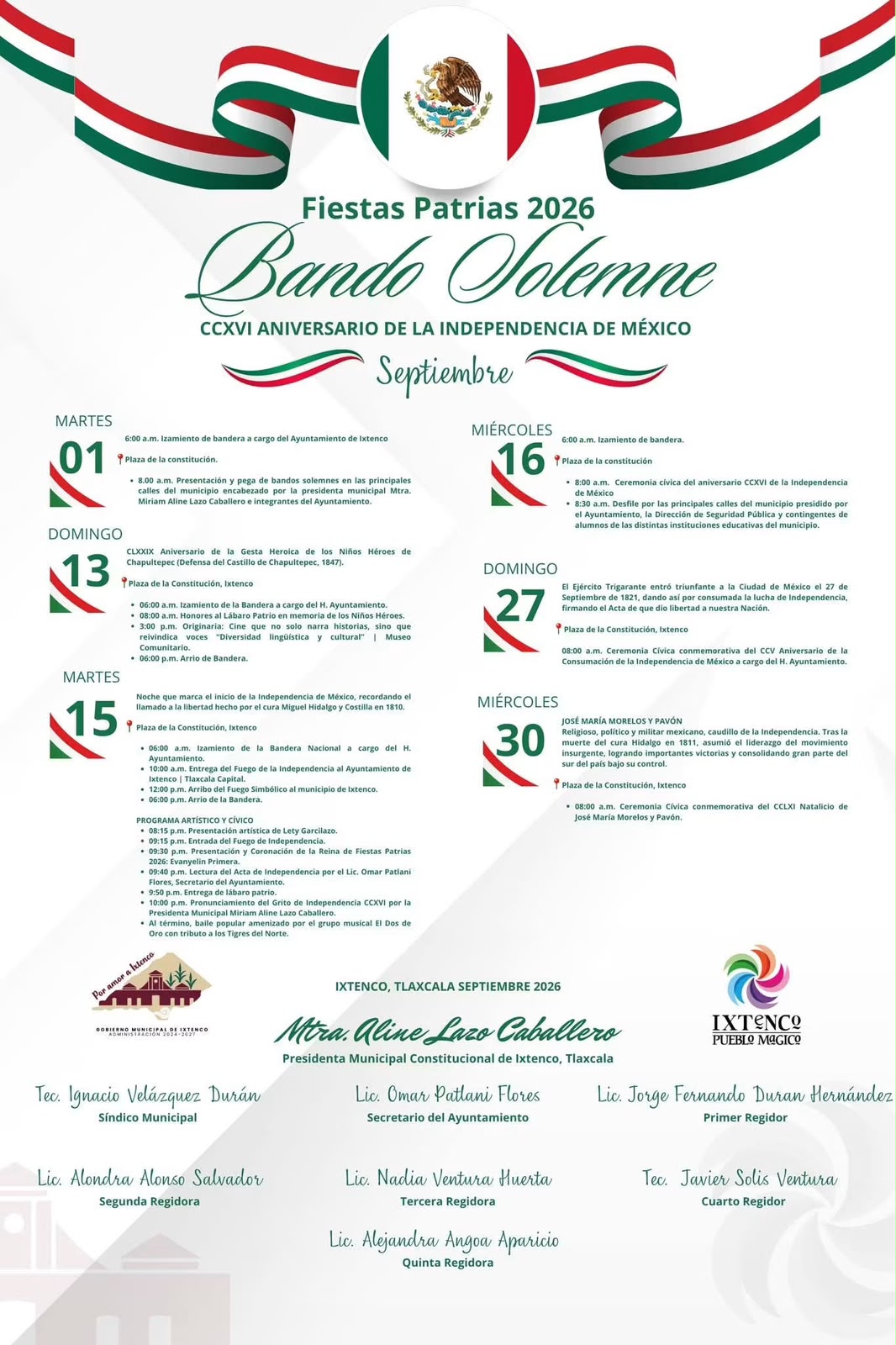IXTENCO VIVIRÁ UNA GRAN NOCHE MEXICANA ESTE 15 DE SEPTIEMBRE