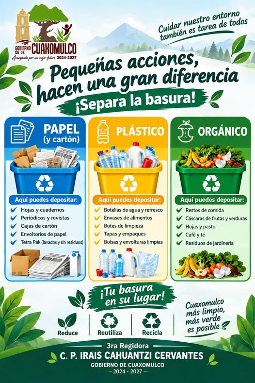 Cuaxomulco impulsa campaña para la separación de residuos