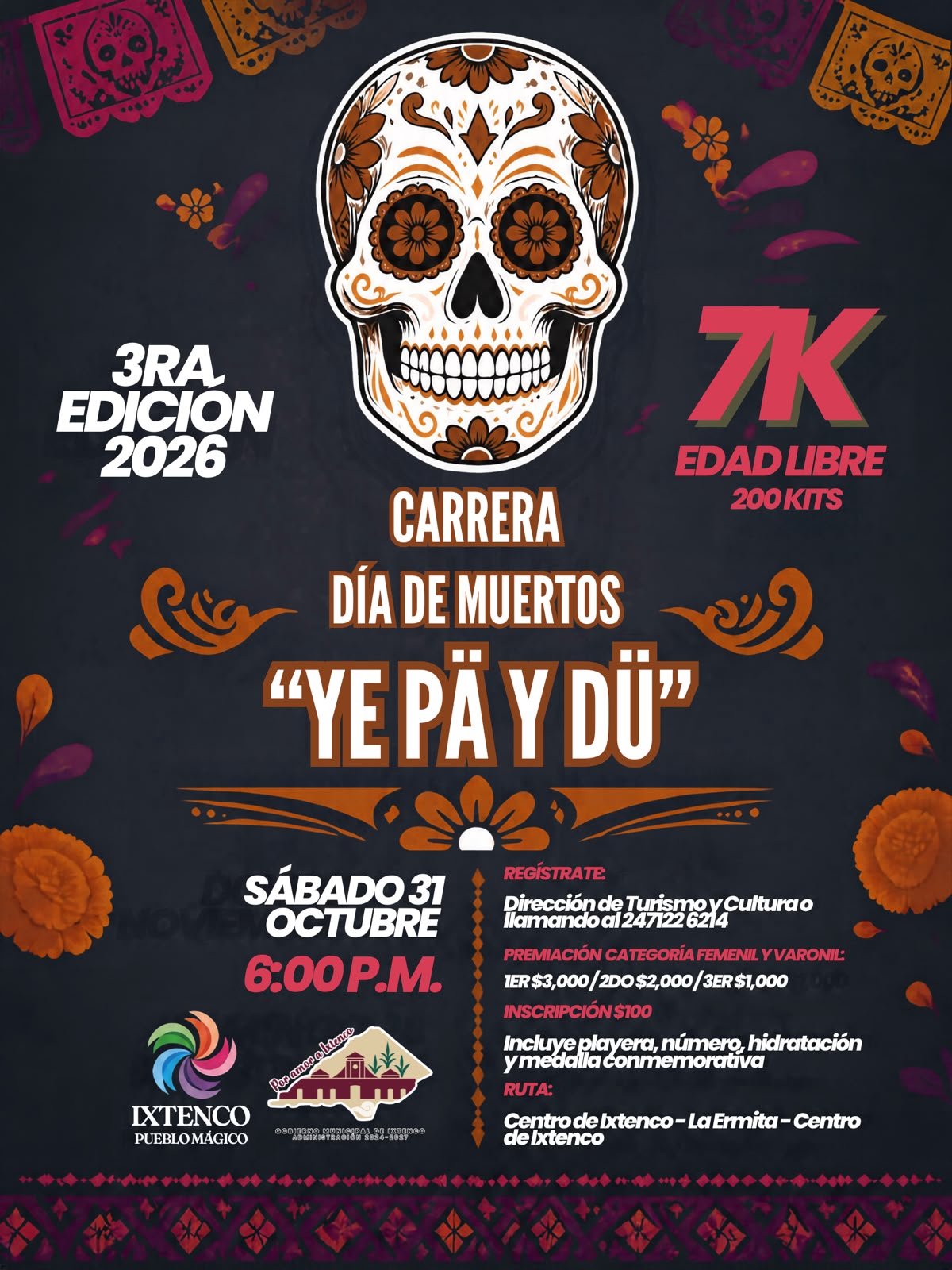 IXTENCO INVITA A VIVIR LA 3RA EDICIÓN DE LA CARRERA «YE PÄ Y DÜ» POR El DÍA DE MUERTOS