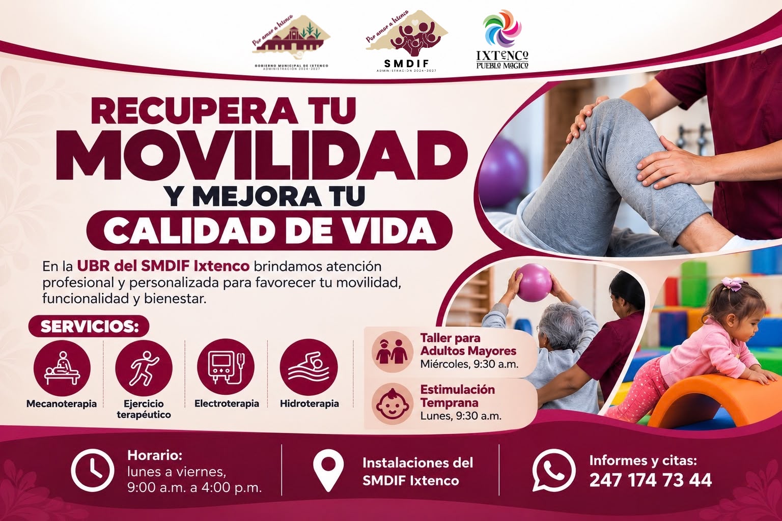 GOBIERNO DE IXTENCO FORTALECE LA ATENCIÓN EN REHABILITACIÓN A TRAVÉS DEL SMDIF