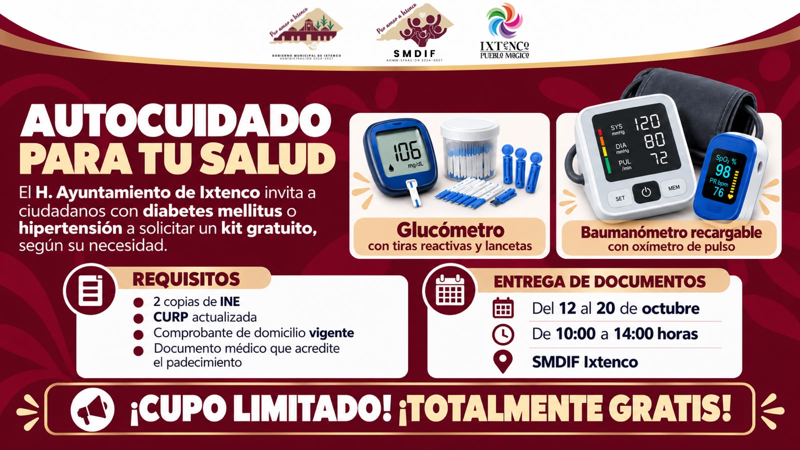 GOBIERNO DE IXTENCO INVITA A PARTICIPAR EN EL PROGRAMA «AUTOCUIDADO PARA TU SALUD»