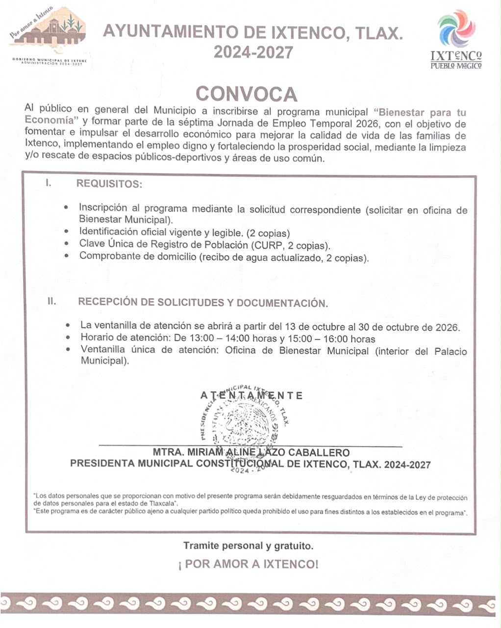 GOBIERNO DE IXTENCO ABRE REGISTRO PARA JORNADA DE EMPLEO TEMPORAL